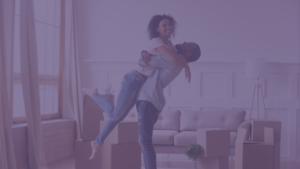 Couple celebrating house move